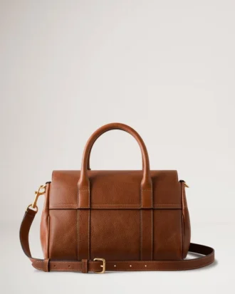 Bayswater Satchel in Oak Nvt Leather Shoulder Bag Mulberry