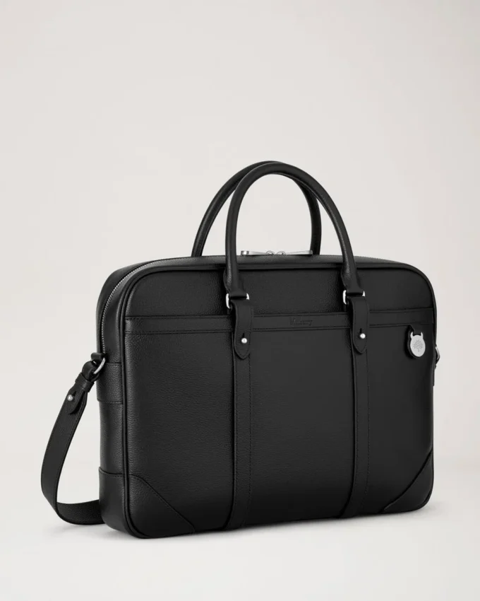 Heritage Briefcase Black Small Classic Grain Women