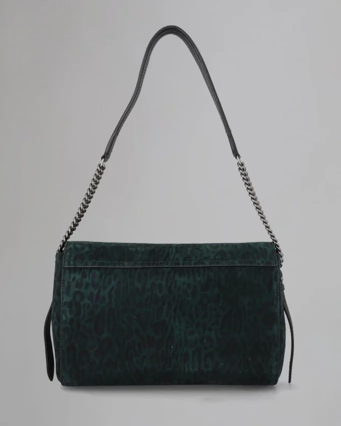 Medium Lily Top Handle Pre-Loved Mulberry Green & Black Leopard Suede