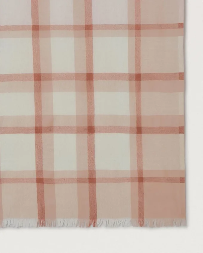 Mega Check Scarf Cashmere Taupe & Eggshell Cashmere Blend