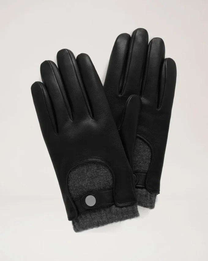 Men’s Biker Gloves Black Smooth Nappa Scarves & Hats