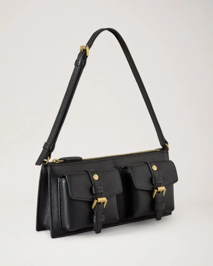 Mini Roxanne Shoulder Bag Black Small Classic Grain