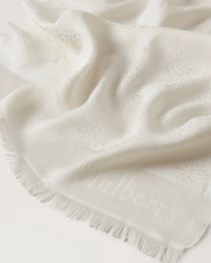 Mulberry Tree Rectangular Scarf Cream Cotton Silk Blend