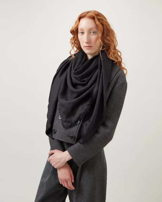 Mulberry Tree Square Black Cotton Silk Blend Women