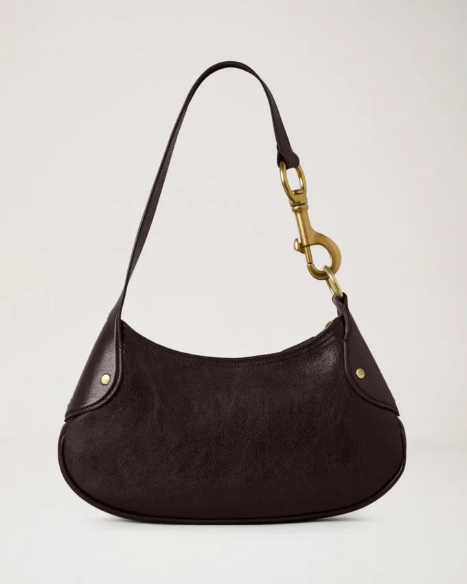 Small Hackney Shoulder Bag Ebony Shiny Buffalo Top Handle Bags
